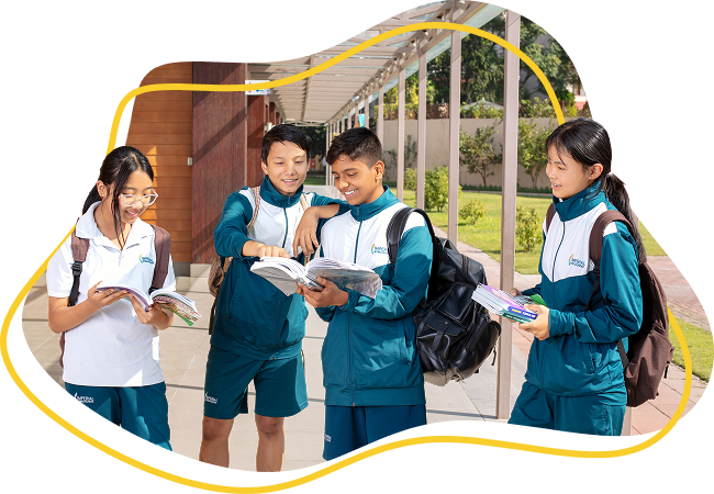 Imperial World School, an international school in Kathmandu students running outside the school building, highlighting active and inclusive learning environment.