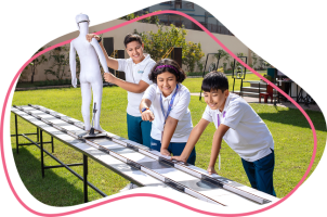 Imperial World School, an international school in Kathmandu, students engaged in collaborative hands-on learning, fostering teamwork.